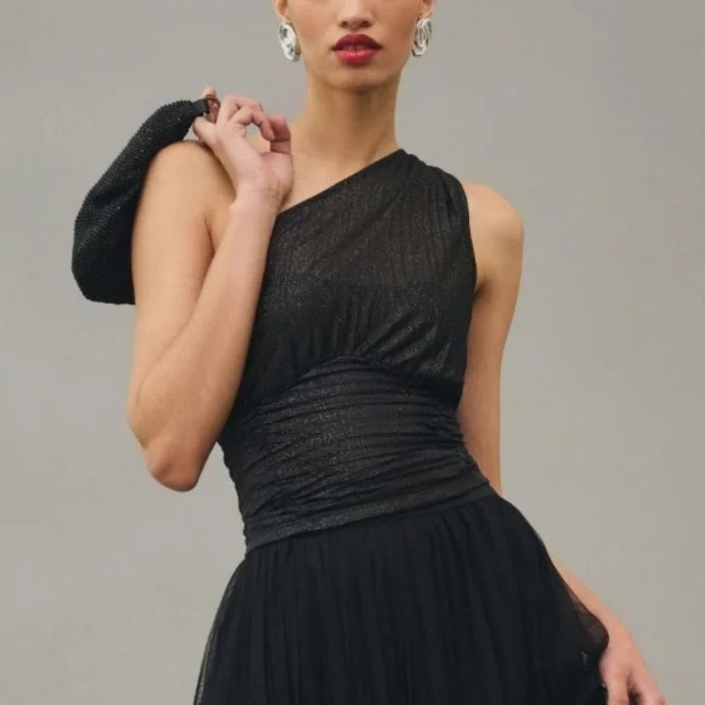 Anthropologie One-Shoulder Sheer Ruched Top - Picture 3 of 3